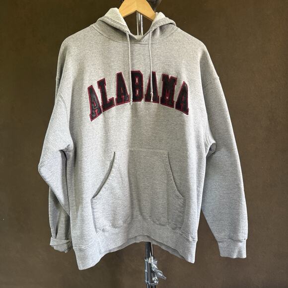 Vintage Majestic Alabama Pullover Hoodie Gray Appliqué Size L/XL NCAA - Picture 1 of 9